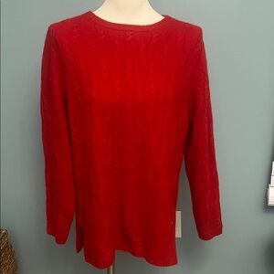Precious Fibers Women's Red Crew Neck Sweater 100% Cashmere Sz L